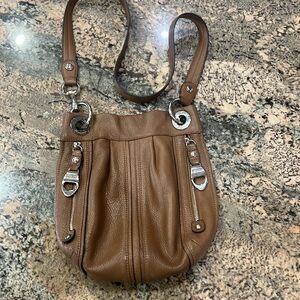 B. Makowsky Tan Leather Shoulder Bag